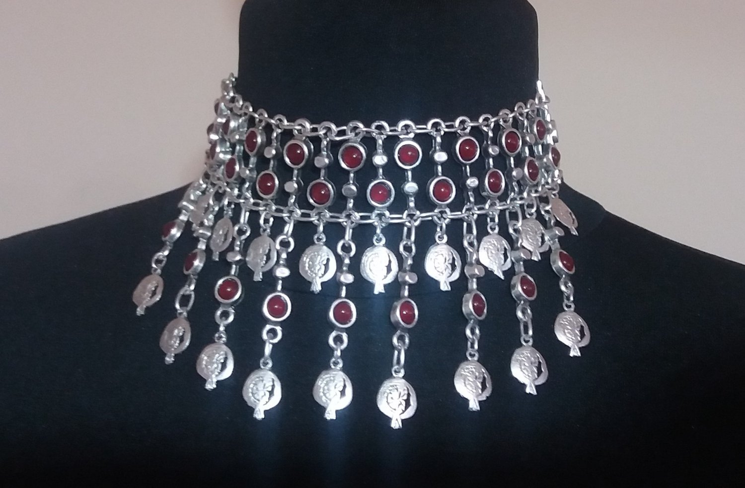 Neck Necklace Pomegranate Dangle Drop Coin &acirc;�� Armenian Statement Jewelry