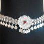 Armenian Ethnic Flowery Link Belt with Tigran the Great Coin & Red Gemstone