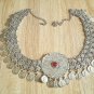 Armenian Ethnic Flowery Link Belt with Tigran the Great Coin & Red Gemstone