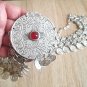 Armenian Ethnic Flowery Link Belt with Tigran the Great Coin & Red Gemstone