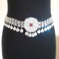 Armenian Ethnic Flowery Link Belt with Tigran the Great Coin & Red Gemstone
