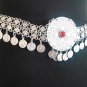 Armenian Ethnic Flowery Link Belt with Tigran the Great Coin & Red Gemstone
