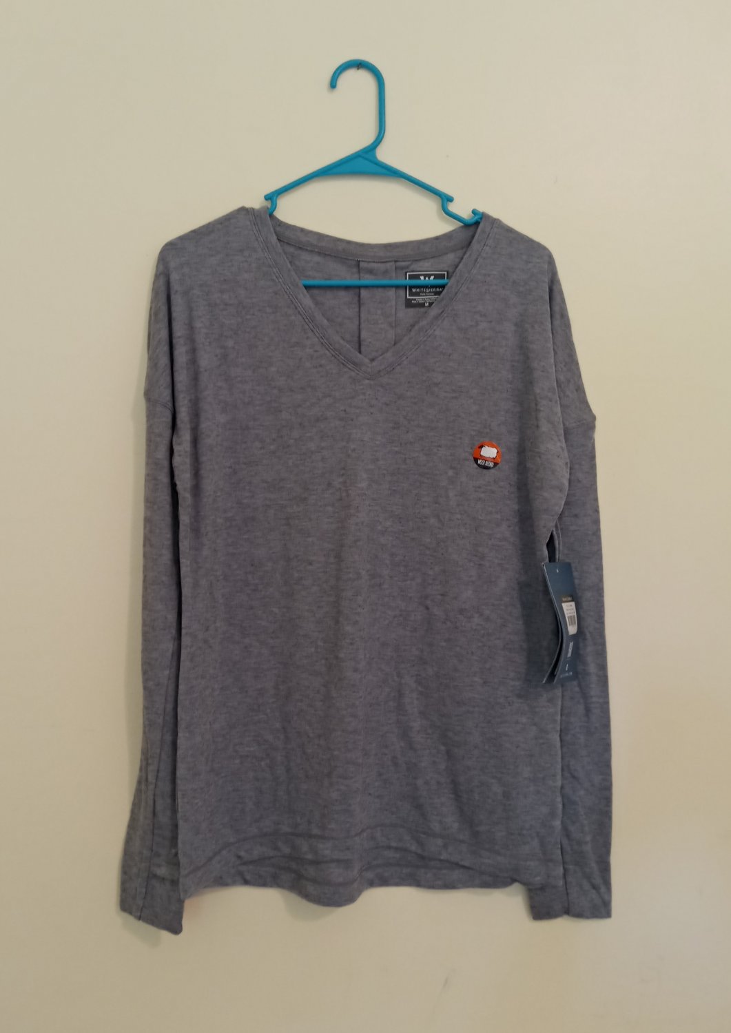 White Sierra Women's Pebble Peak Wool V-Neck Heather Gray Medium - New
