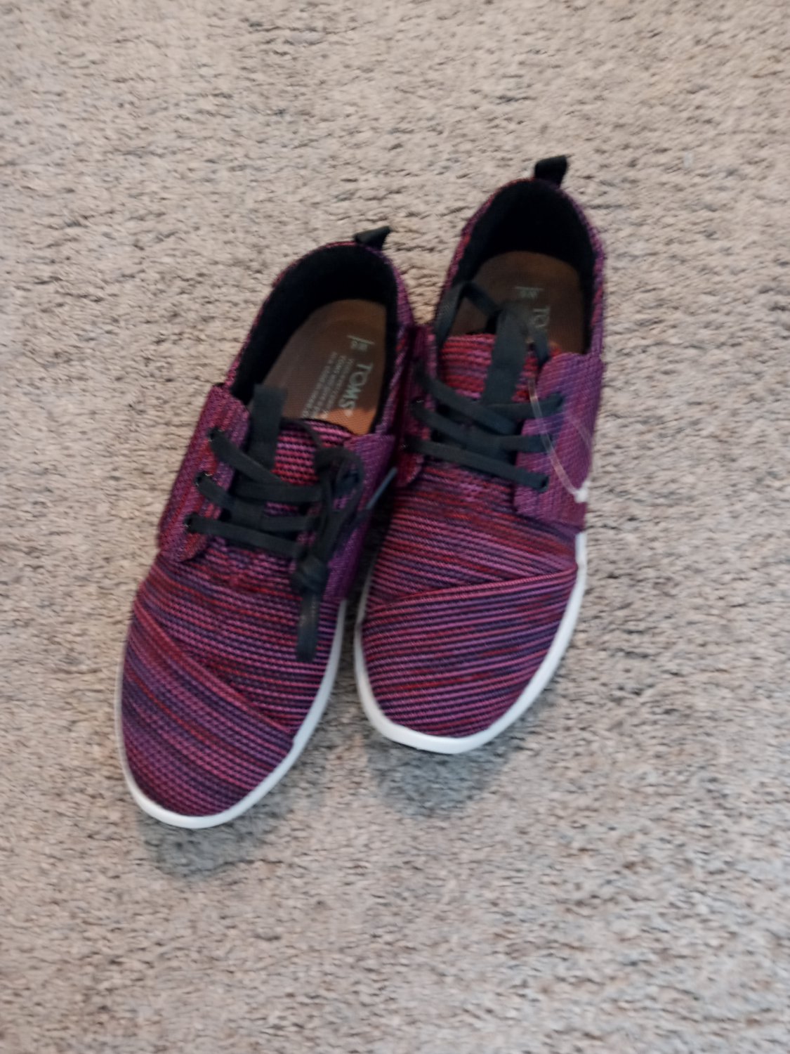 TOMS Womens Del Rey Sneaker Black Plum Multi Knit 6 New