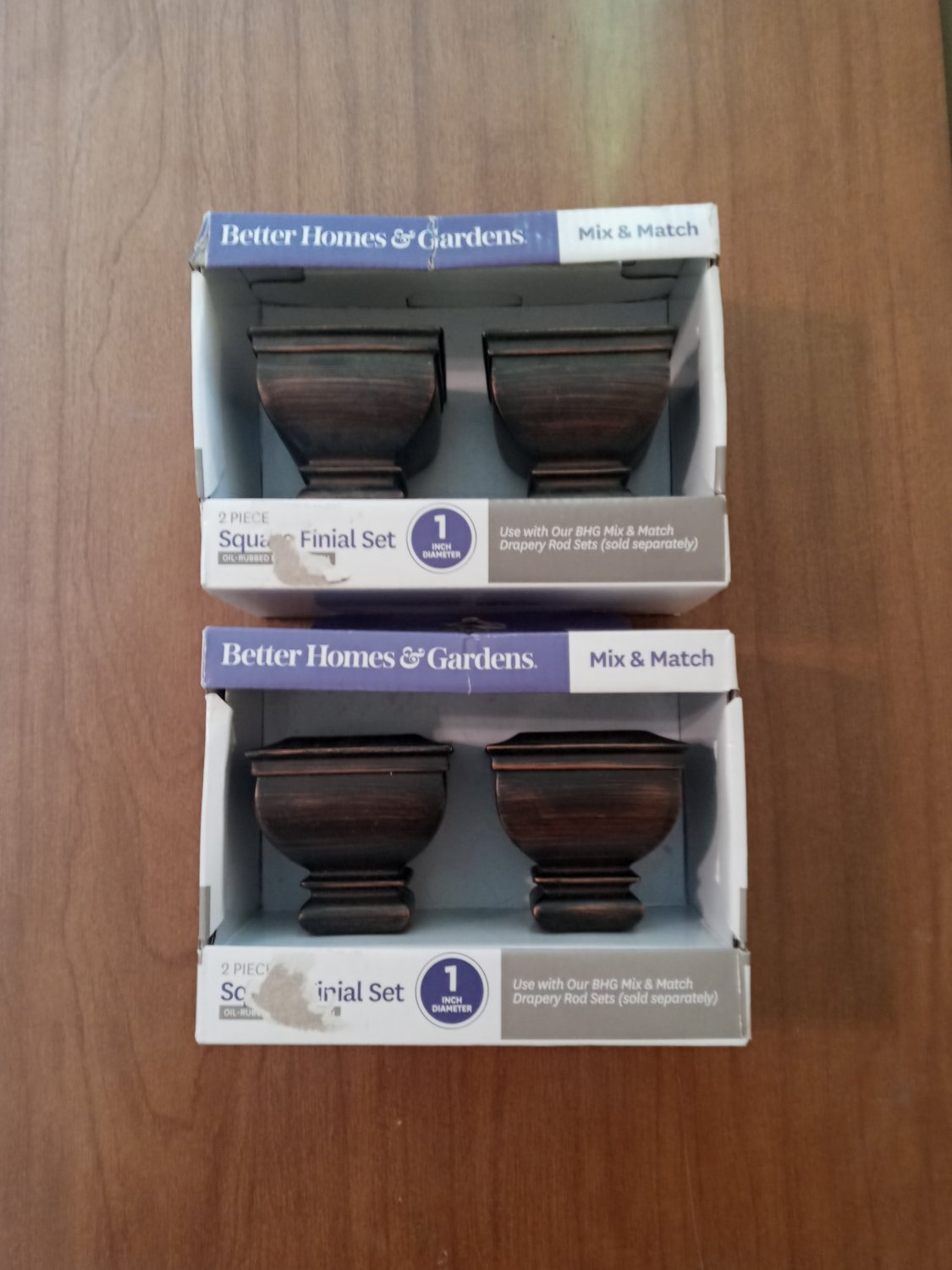 Better Homes & Gardens 1" Square Curtain Rod with Finial Orb 2 Pack NEW