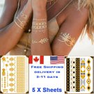 5X  Large 8x6 inch Gold Metallic Temporary Transfer Tattoo Bracelet Free shippin
