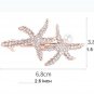 Cute StarFish Rhinestone Crystal simulated Pearl Hair Clips Hairpin Goldtone