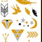 10X Gold Metallic Temporary Transfer Tattoo Premium Bracelet arm Body