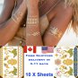 10 PCS Gold Metallic Temporary Transfer Tattoo Sticker Bridal party Body Art