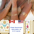 5X  Large 8x6 inch Gold Metallic Temporary Tattoo Premium Bracelet arm tattoo