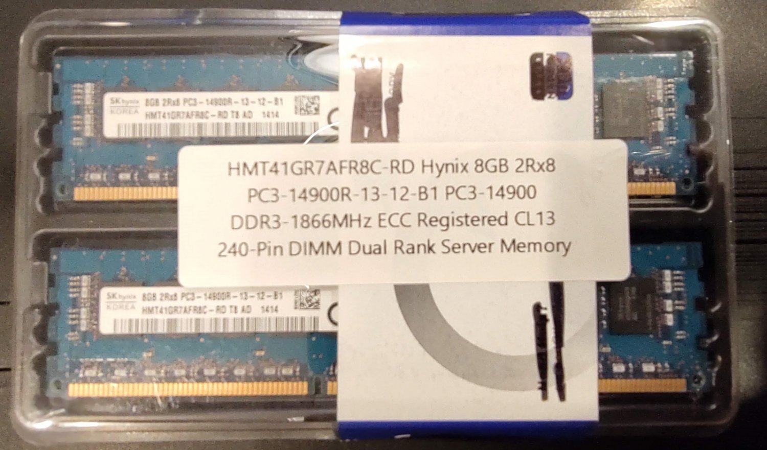Hynix 16GB (2x8GB) 2Rx8 PC3-14900R DDR3-1866 ECC/REG Server RAM HMT41GR7AFR8C-RD