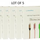 LOT OF 5 - 6-inch MFi Lightning to USB Charge/Sync Cable For Apple Devices with Lightning Connector