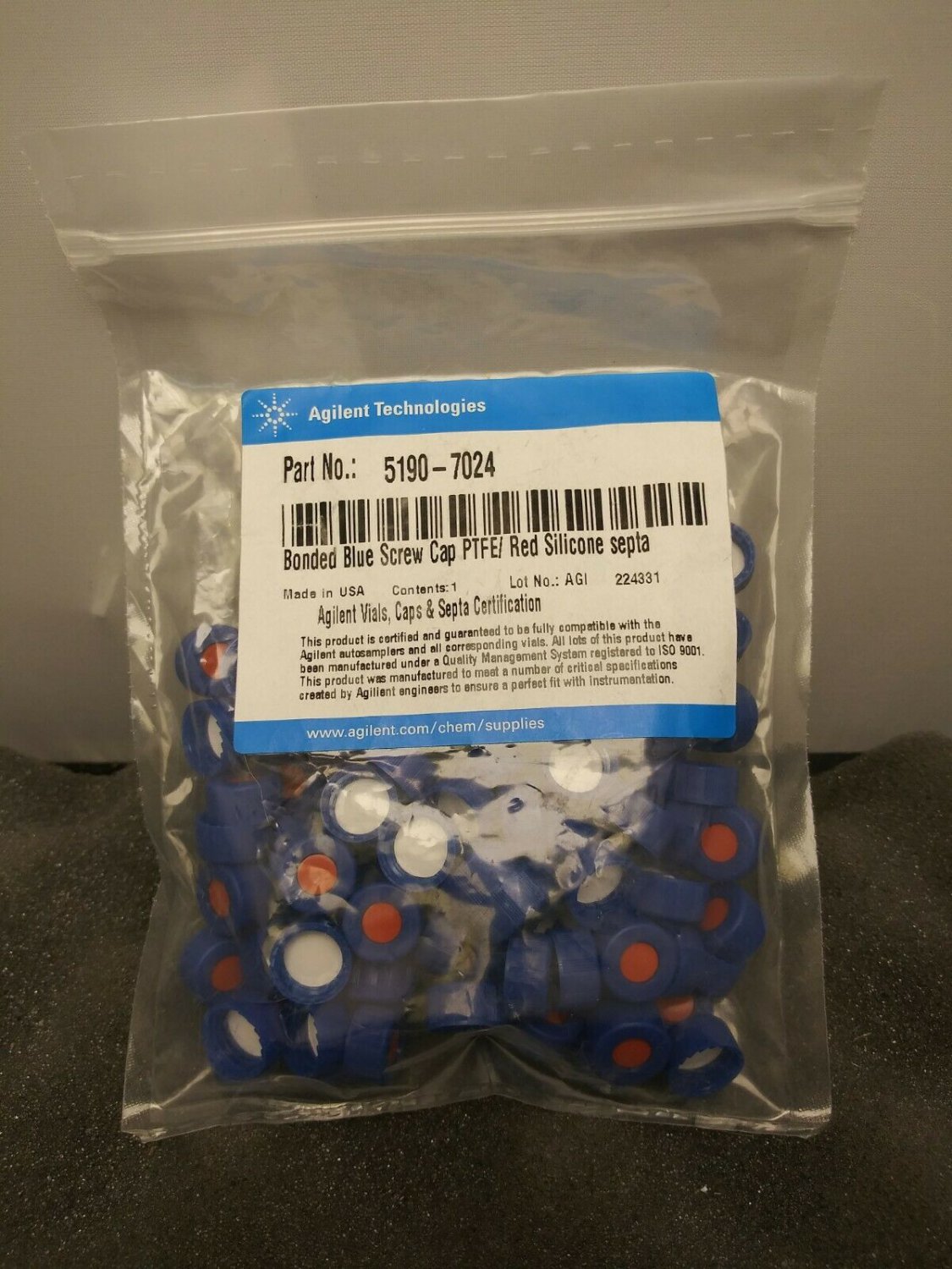 2 mL Screw Top Vials & CapsPart Number:5190-7024Screw cap, bonded, blue, P