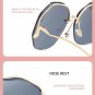 Tea Gradient Sunglasses Women Ocean Water Cut Trimmed Lens Metal Curved Temples Sun Glasses