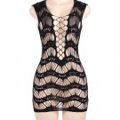 L/XL -  Black Crocheted Hollow Out Chemise