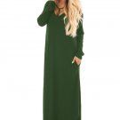 Medium - Green Y Strap Neckline Relaxed Long Dress