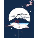 Blue Fuji Mountain Doorway Curtain Japanese Noren Kitchen Bathroom Partition Curtain Decoration