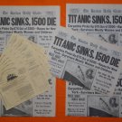1912 Titanic Boston Daily Globe Newspaper Reprint + 3rd Class Ticket (Lot of 5)