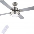 52'' Modern Ceiling Fan, Brushed Nickel Finish with Lights and Remote