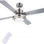 52'' Modern Ceiling Fan, Brushed Nickel Finish with Lights and Remote