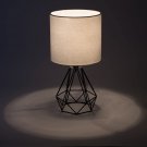 Modern Table/Desk Lamp with White Fabric Shade and Hollowed Out Base