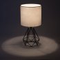 Modern Table/Desk Lamp with White Fabric Shade and Hollowed Out Base