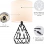 Modern Table/Desk Lamp with White Fabric Shade and Hollowed Out Base