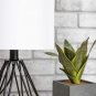 Modern Table/Desk Lamp with White Fabric Shade and Hollowed Out Base