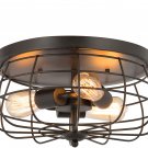 CO-Z 15-inch Industrial-style Light Fixture, 3 Bulb Support with Vintage Metal Cage