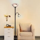 Torchiere Floor Lamp with Side Reading Light, 3-Way Switch Combo Antique Bronze Finish