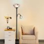Torchiere Floor Lamp with Side Reading Light, 3-Way Switch Combo Antique Bronze Finish