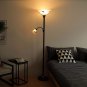Torchiere Floor Lamp with Side Reading Light, 3-Way Switch Combo Antique Bronze Finish