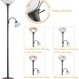 Torchiere Floor Lamp with Side Reading Light, 3-Way Switch Combo Antique Bronze Finish