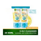 2 X Garnier Bright Complete 3-in-1 Anti Acne Foam Facial Wash Deep Cleaning 90ml