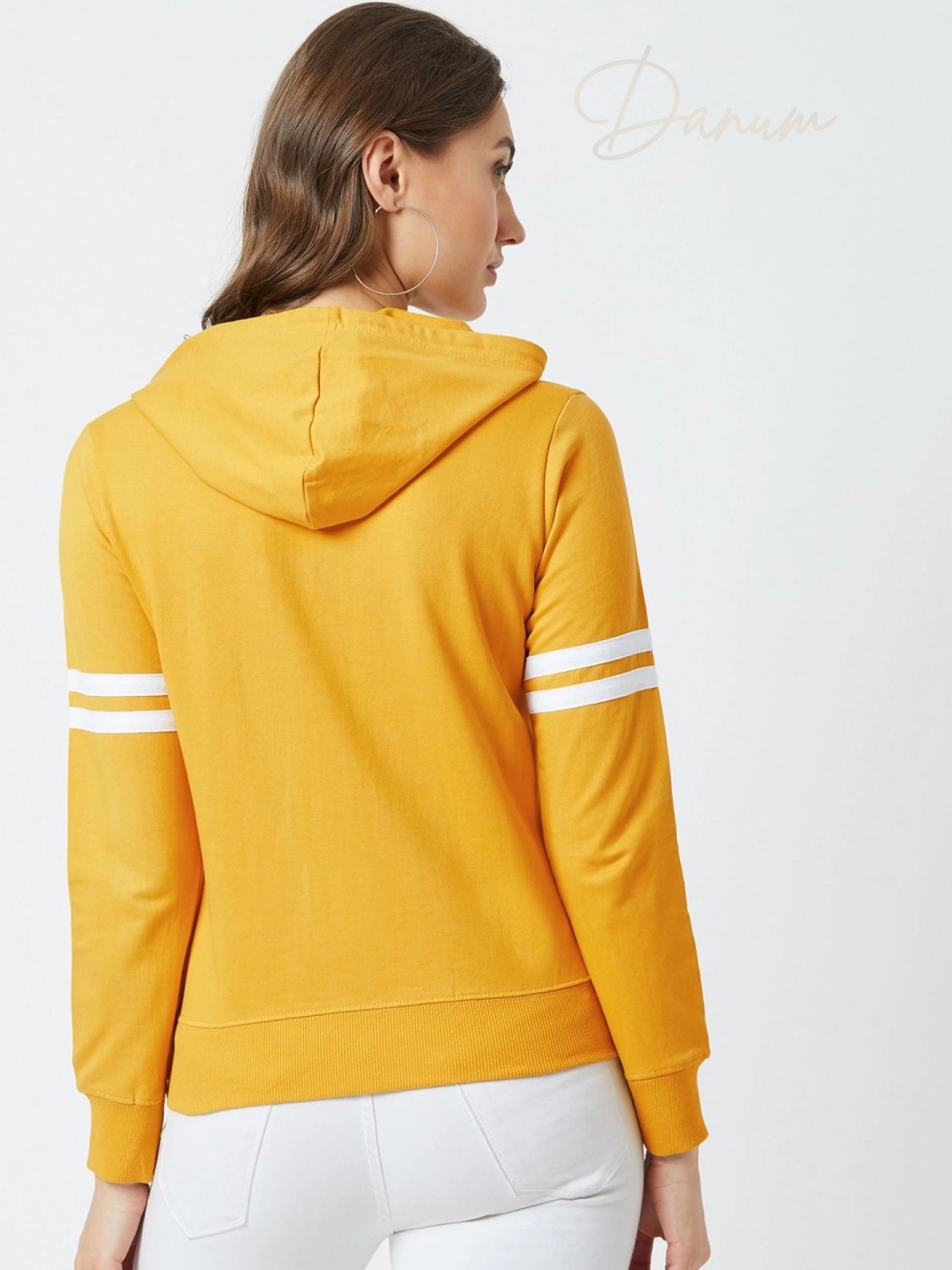 Beautiful Flower embroidery hoodie in Yellow