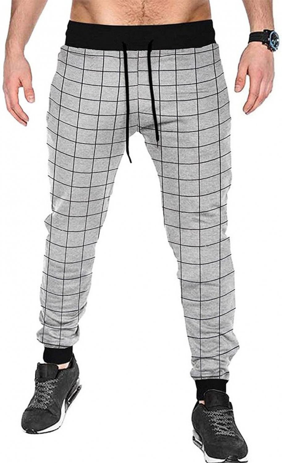 Checkered Men Grey, Black Track Pants