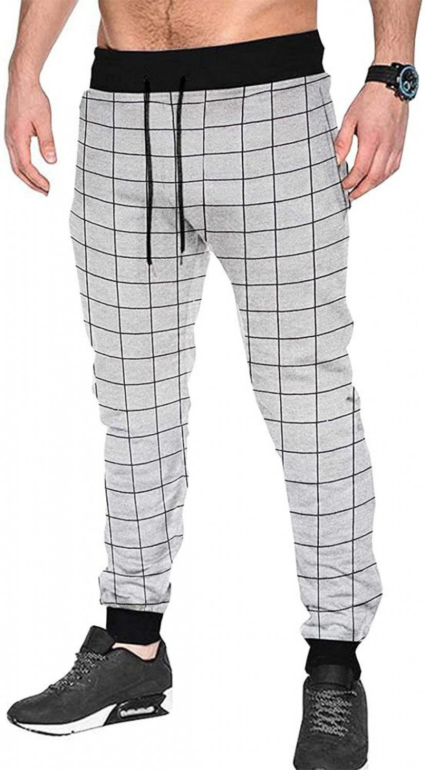 Checkered Men Grey, Black Track Pants