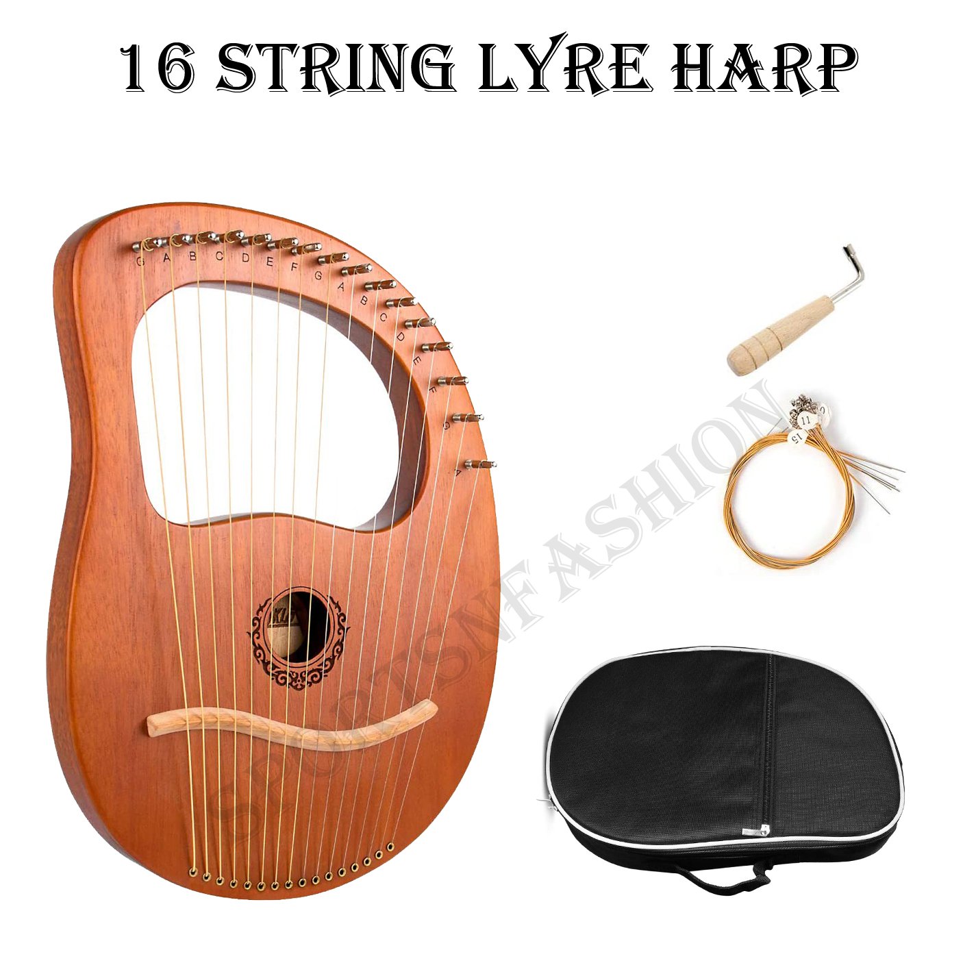 16 String Rosewood Harp