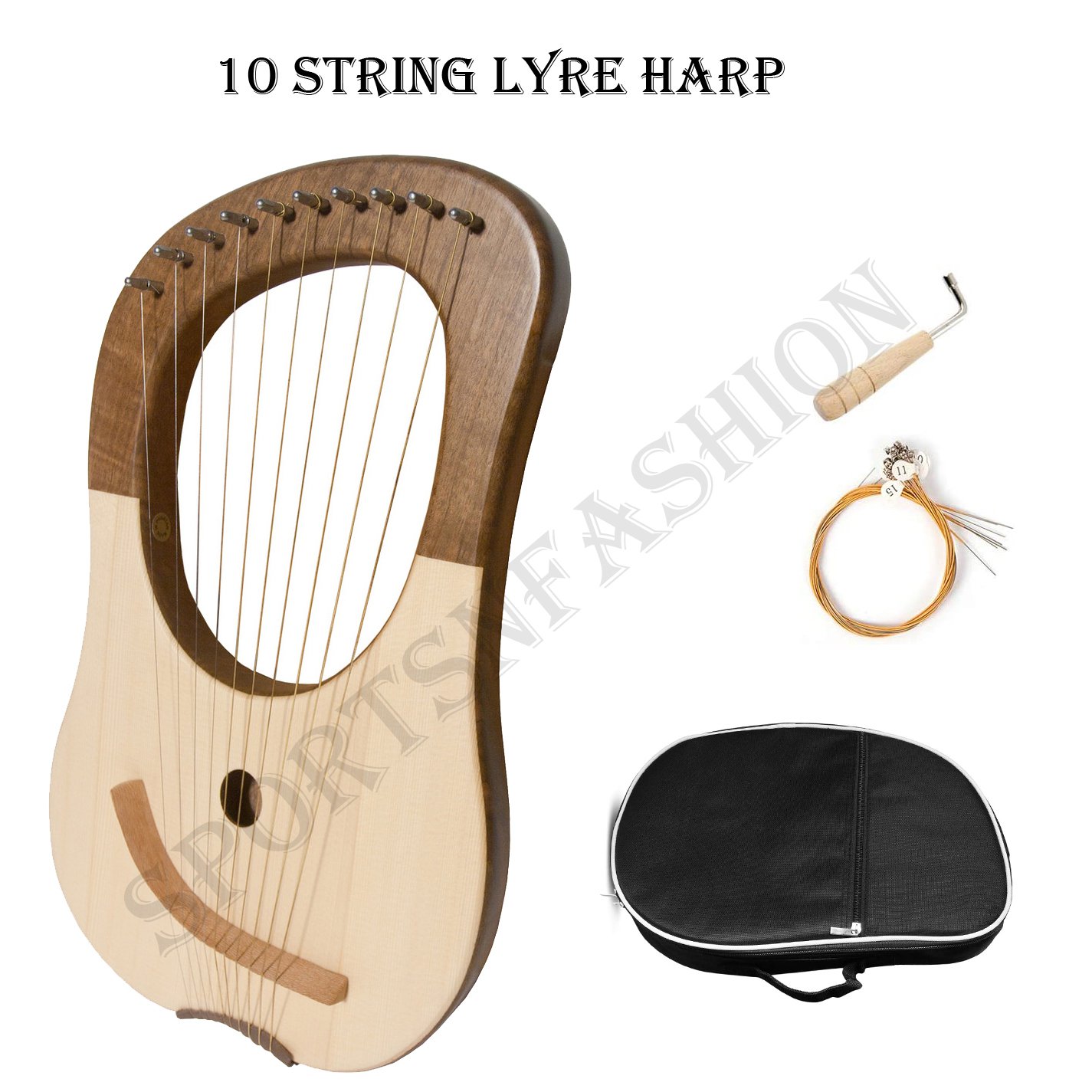 Lyre Harp 10 String - Walnut