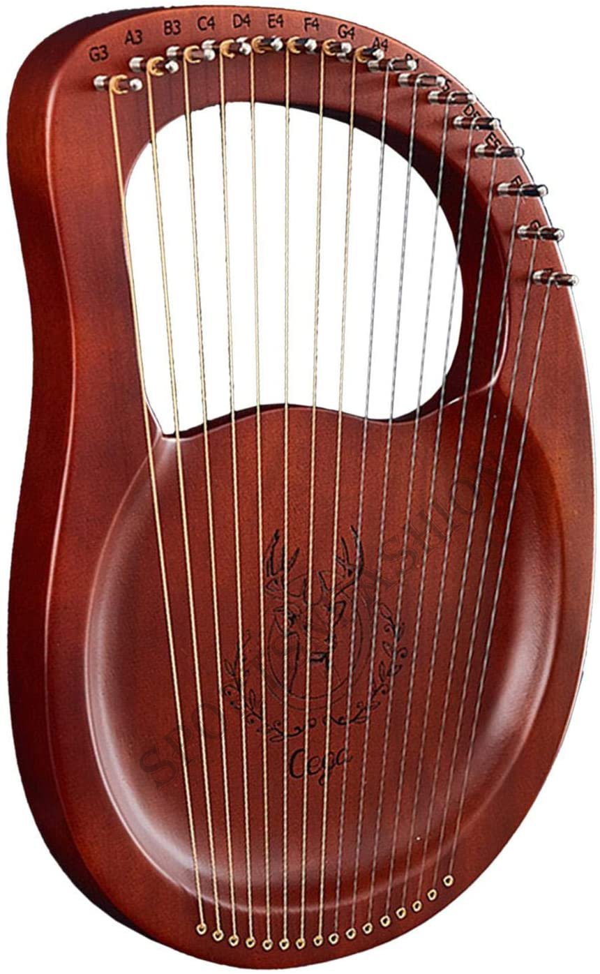 16 Strings Lyra Harp with Carved Note Tuning Key