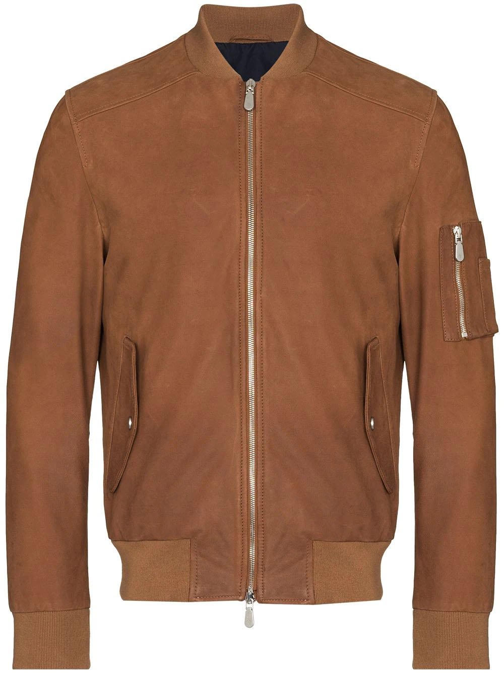 Eleventy zip-up leather bomber jacket