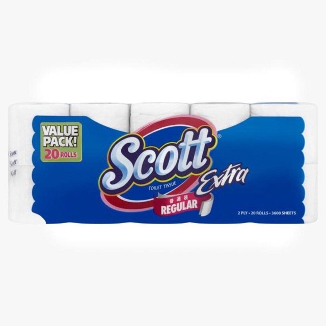 4 Scott Extra Value Pack, 2-ply 20 Rolls, 180 Sheets Per Roll, Toilet Tissue NEW