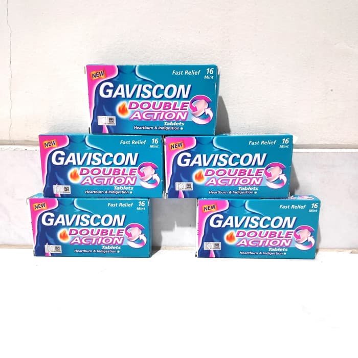 5 x 16 Mint Gaviscon Dual Action Tablets for Heartburn and Indigestion