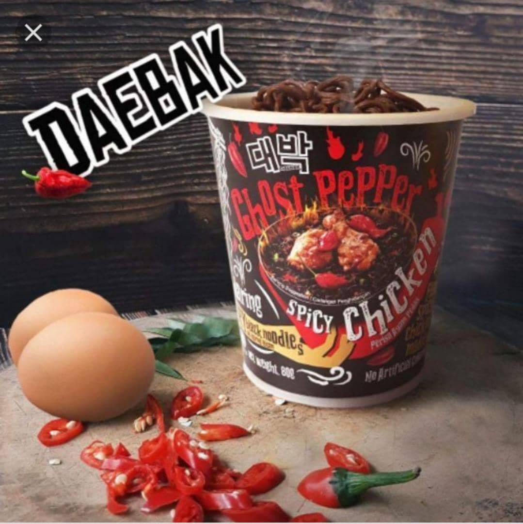 Daebak Ghost Pepper Spicy Chicken Black Noodles, Hot 2.82 Ounce (Pack of 6)