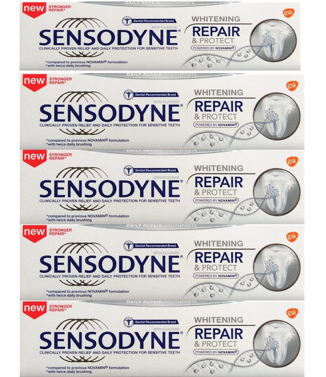 5 PCS X SENSODYNE Toothpaste Repair & Protect Whitening 100g