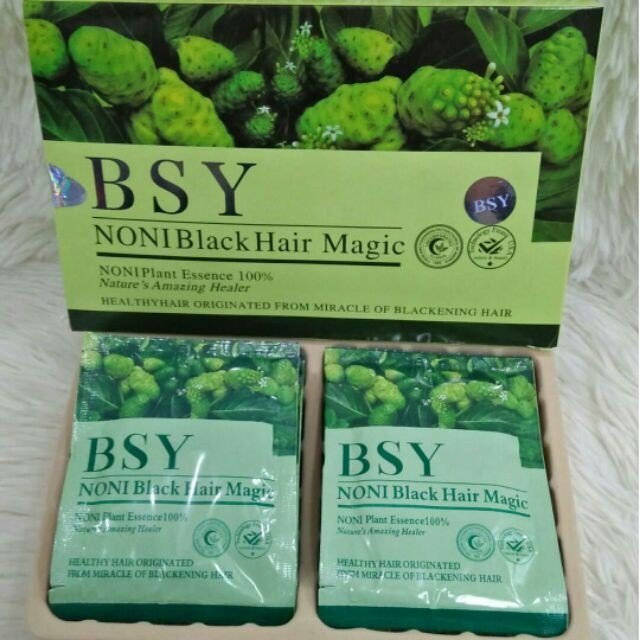 NEW BSY Noni Black Hair Magic Hair Dye Shampoo 1 Box, 20 x 20 ml Sachets