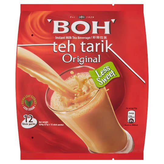 BOH Plantation TEH TARIK Kurang Manis Less Sweet 12 Packet 27g each Malaysia Tea
