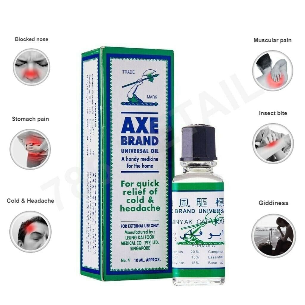 5 x Axe Brand Universal Oil Cold Headache Stomachache Insect Bites