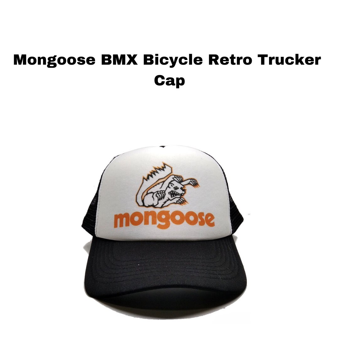 Mongoose BMX Bicycle Retro Trucker Cap Black and White Bike Cap FREE SHIPPING