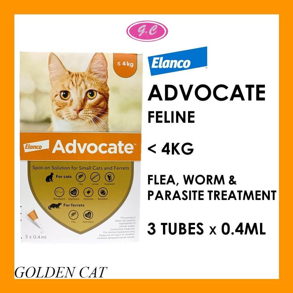 NEW Advocate for Cats, less than 4Kg, 3 pipettes/package